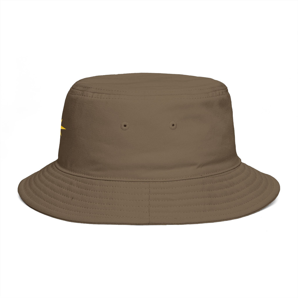 Golden Compass Star Bucket Hat — Brown Embroidered Travel Sun Hat