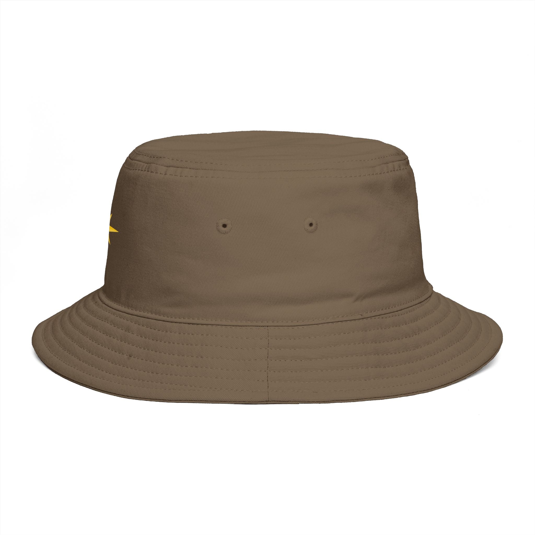 Golden Compass Star Bucket Hat — Brown Embroidered Travel Sun Hat