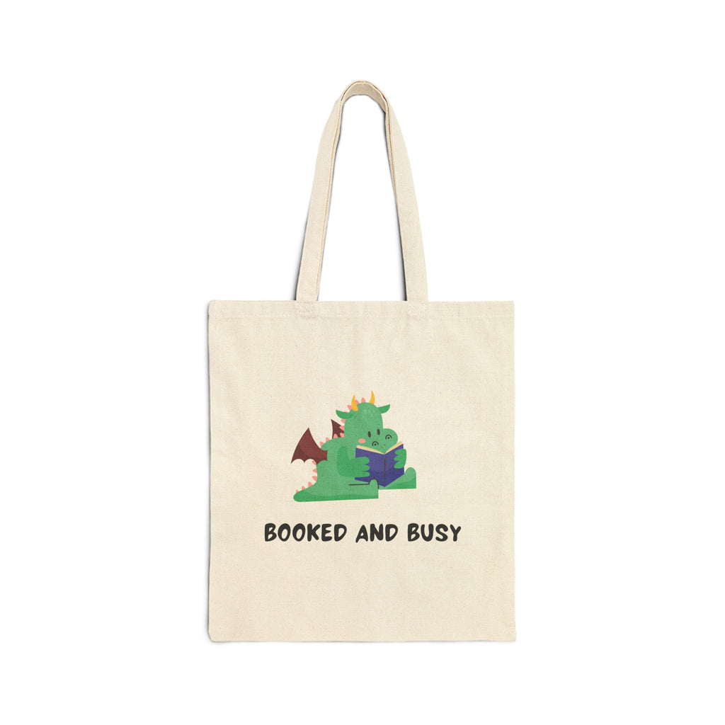 Booked and Busy Dragon Tote Bag — Canvas Booklover Tote