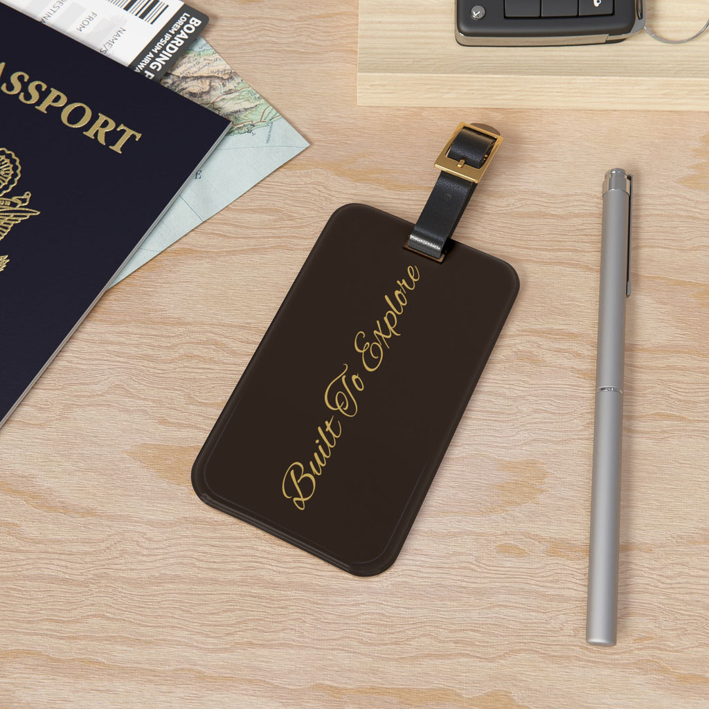 Luggage Tag — 'Built To Explore' Leather Travel ID Tag