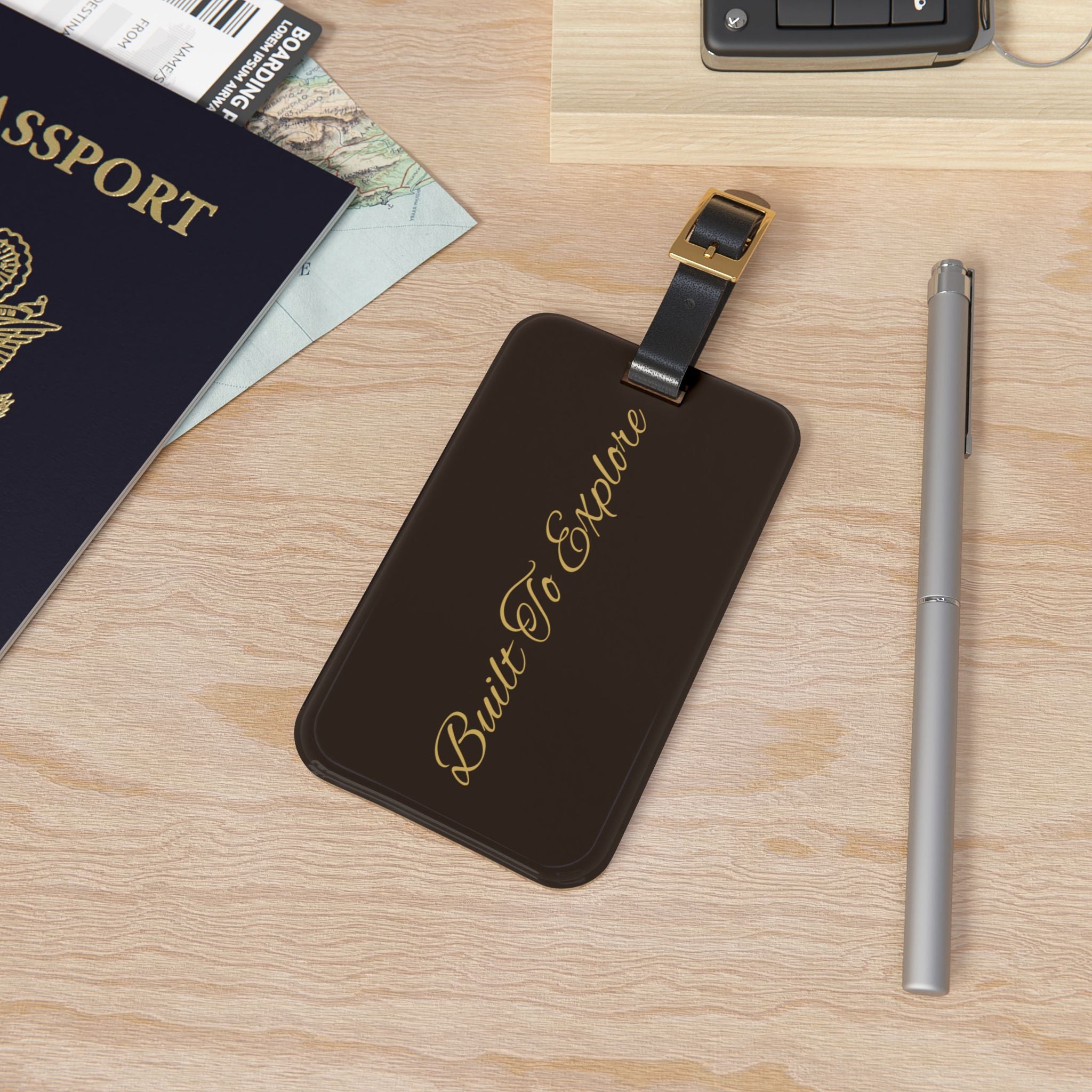 Luggage Tag — 'Built To Explore' Leather Travel ID Tag
