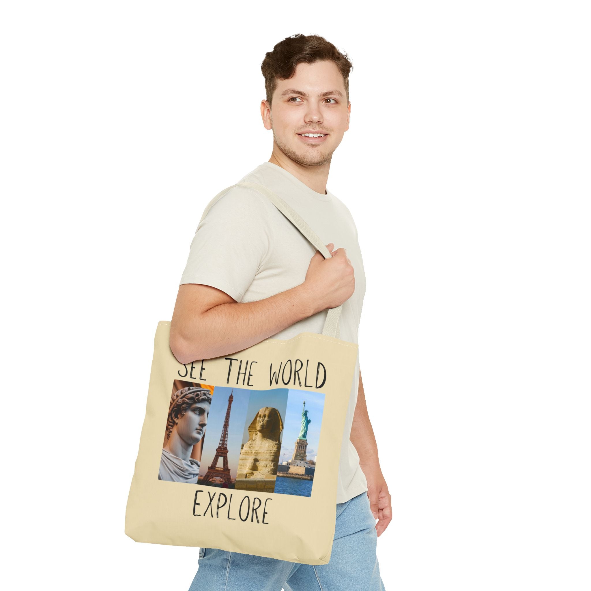 See The World Explore Tote Bag | Travel Landmarks Collage