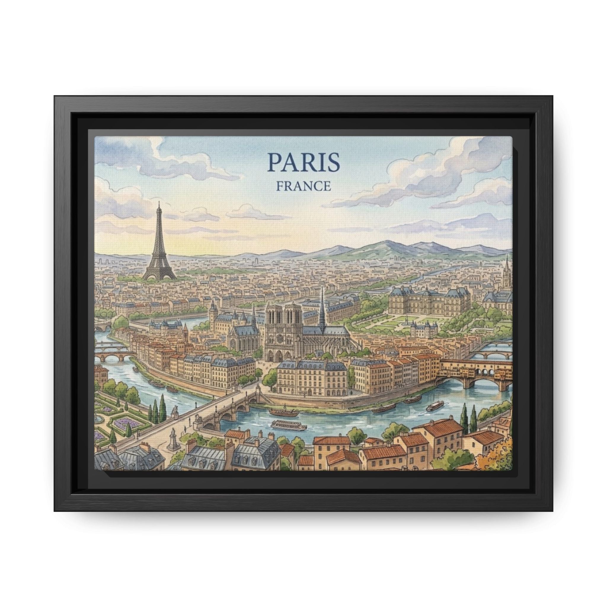 Paris Scenic Matte Canvas Framed Wall Art
