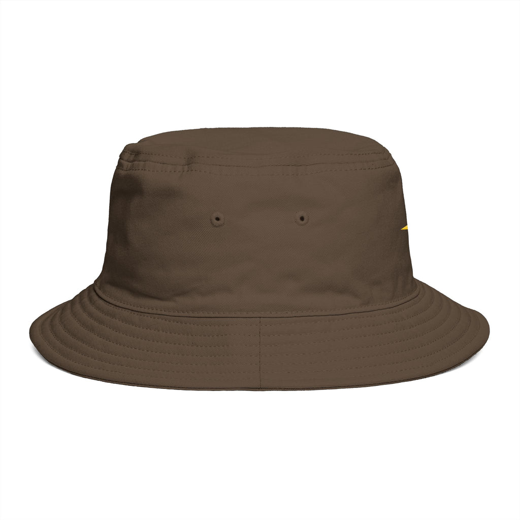 Golden Compass Star Bucket Hat — Brown Embroidered Travel Sun Hat