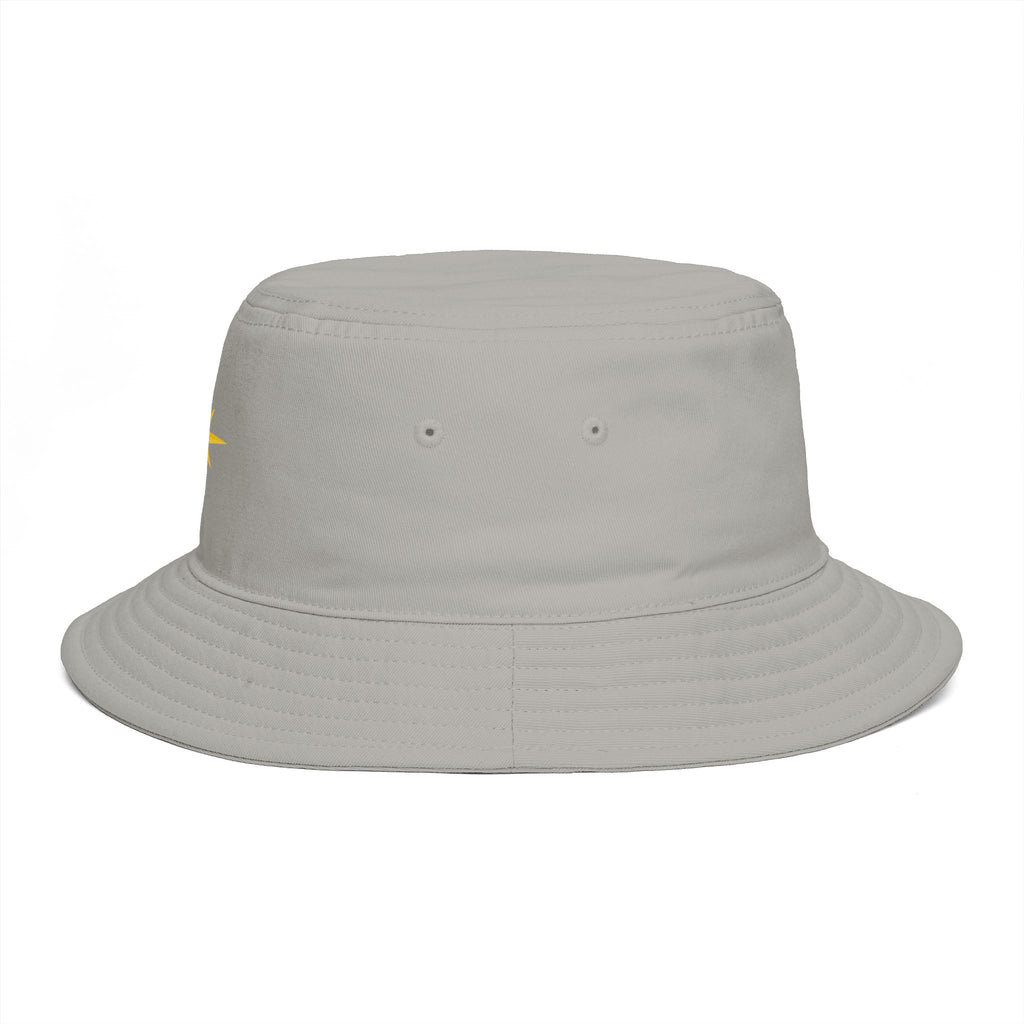 Golden Compass Star Bucket Hat — Brown Embroidered Travel Sun Hat