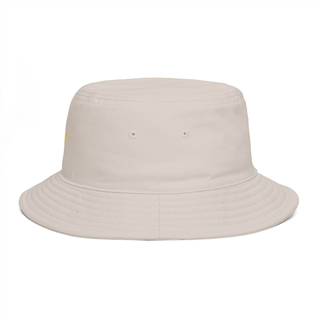 Golden Compass Star Bucket Hat — Brown Embroidered Travel Sun Hat