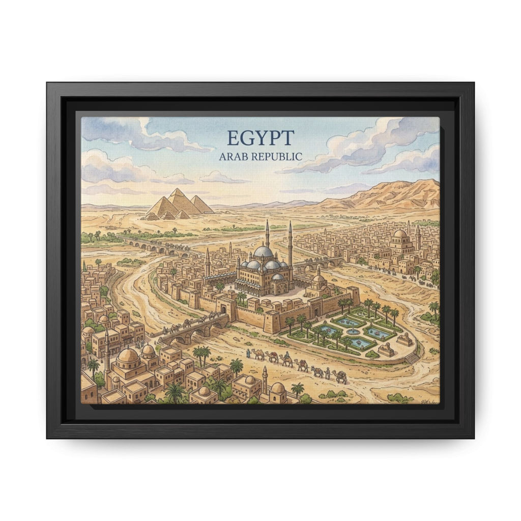 Egypt Vintage Travel Poster Matte Canvas Framed
