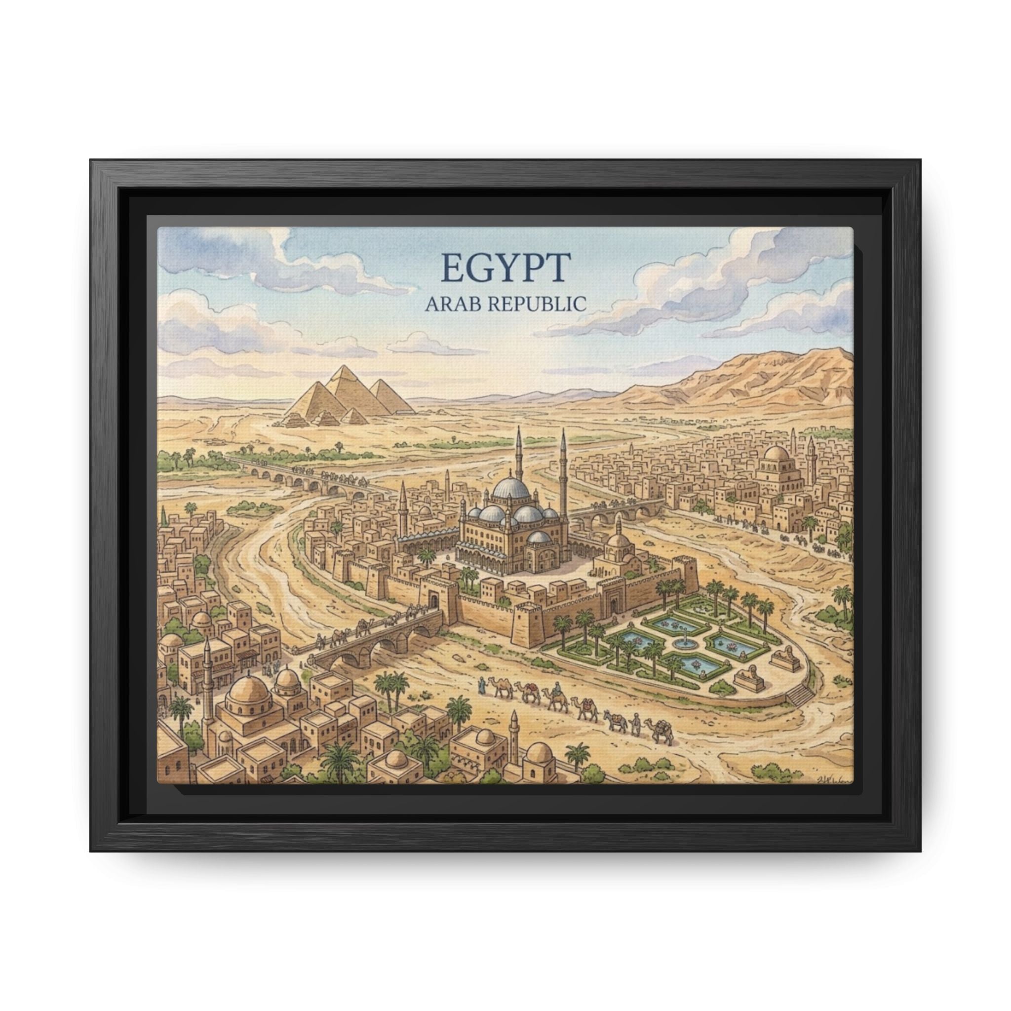 Egypt Vintage Travel Poster Matte Canvas Framed
