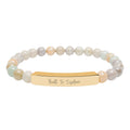 Engravable Natural Stone Bead Bracelet — Personalized Bar Stretch Bracelet
