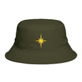 Golden Compass Star Bucket Hat — Brown Embroidered Travel Sun Hat