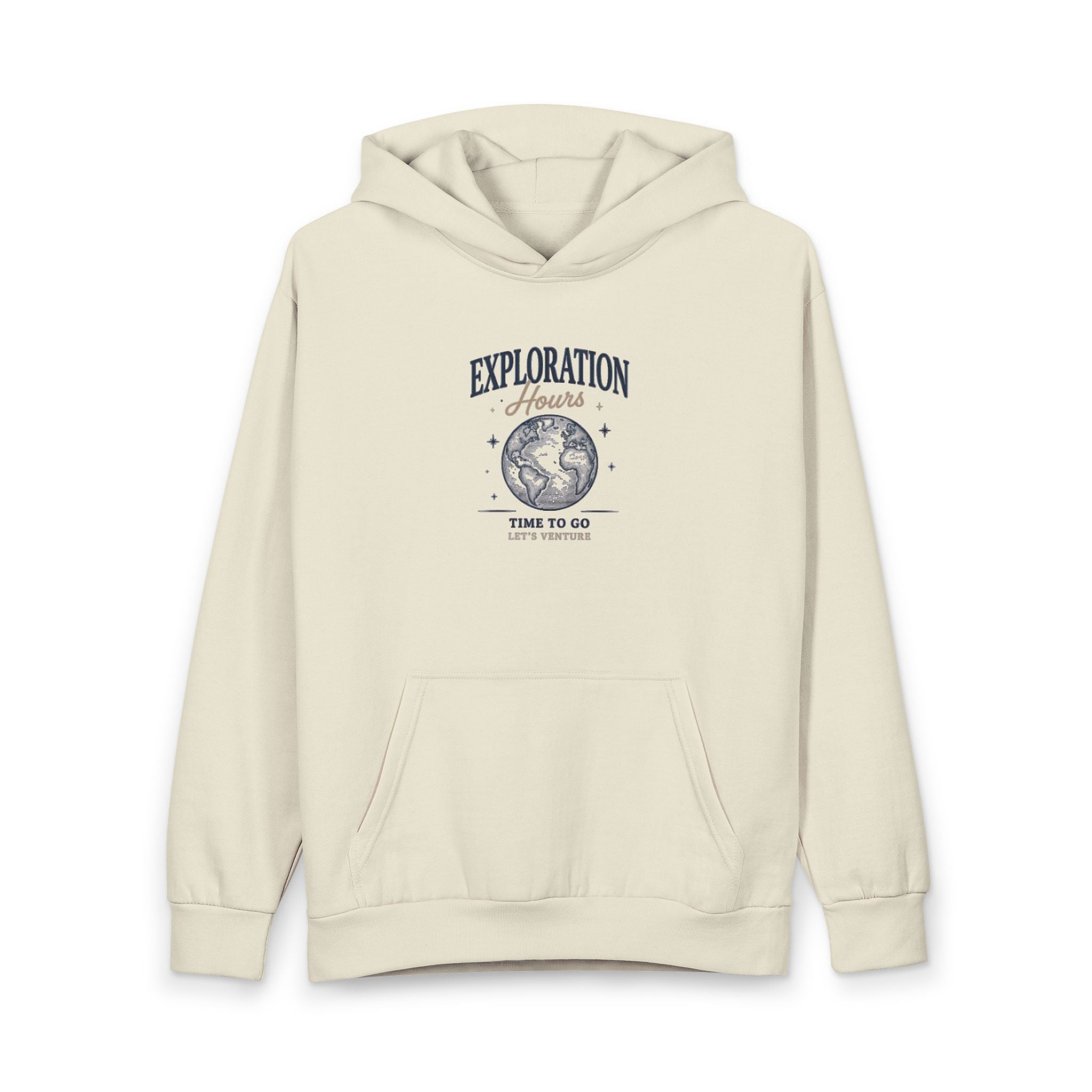 Exploration Ahead Hoodie — Vintage Globe Adventure Pullover