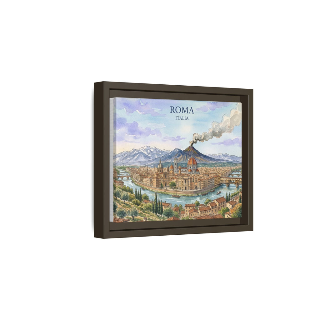 Roma Italia Framed Matte Canvas Wall Art — Vintage Italian Cityscape Print