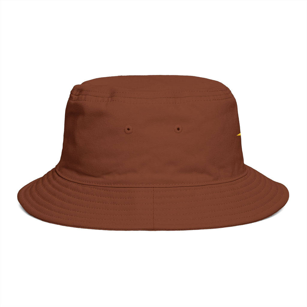 Golden Compass Star Bucket Hat — Brown Embroidered Travel Sun Hat