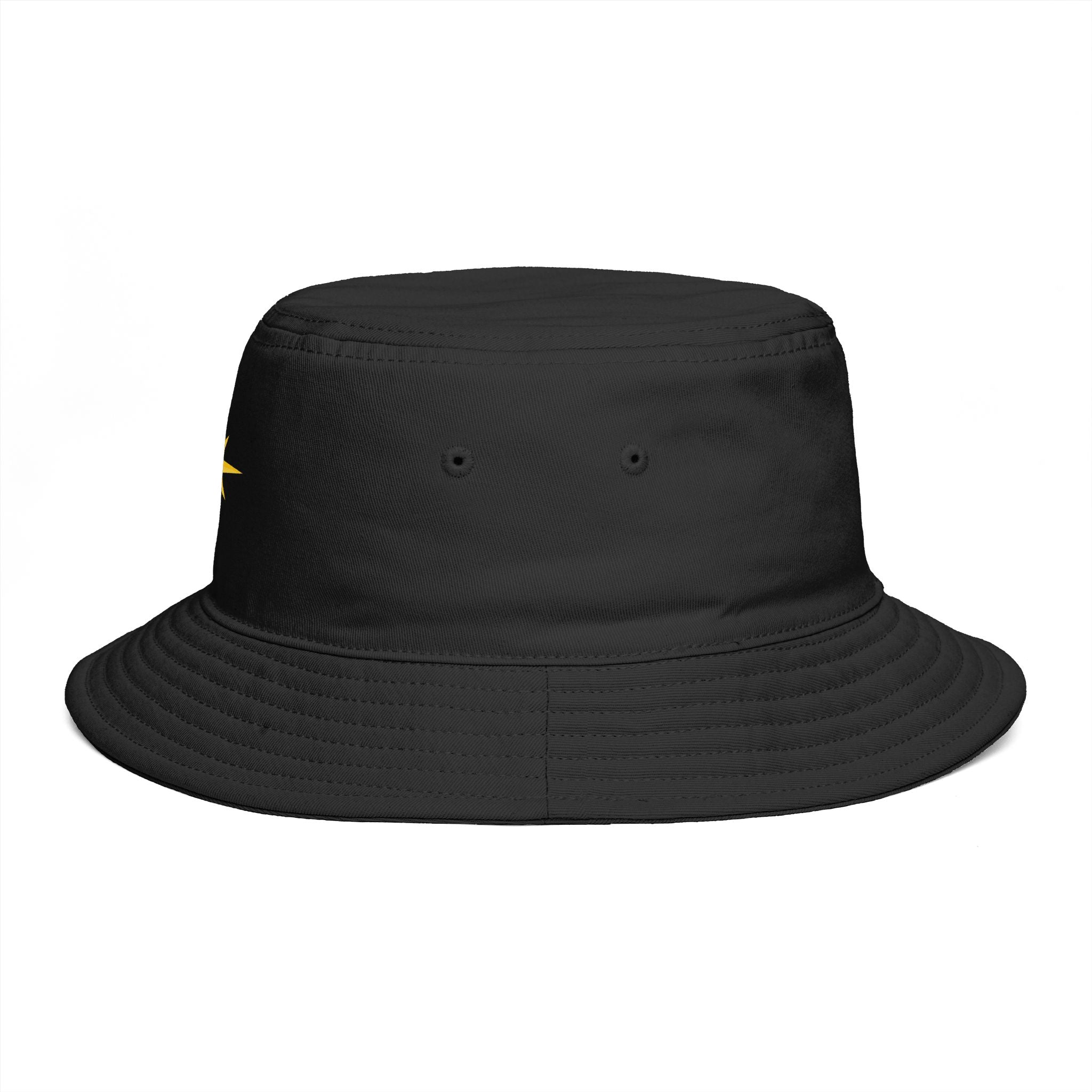 Golden Compass Star Bucket Hat — Brown Embroidered Travel Sun Hat