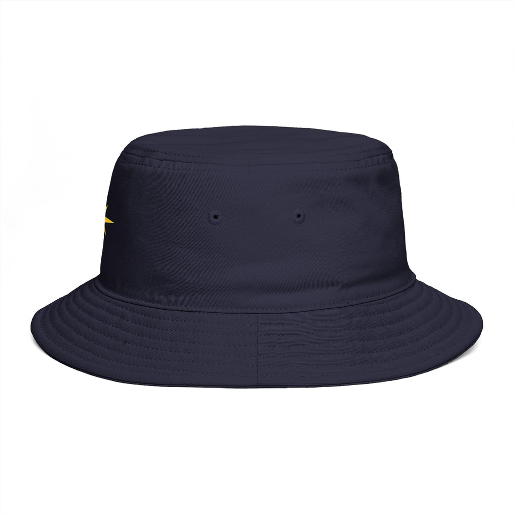 Golden Compass Star Bucket Hat — Brown Embroidered Travel Sun Hat