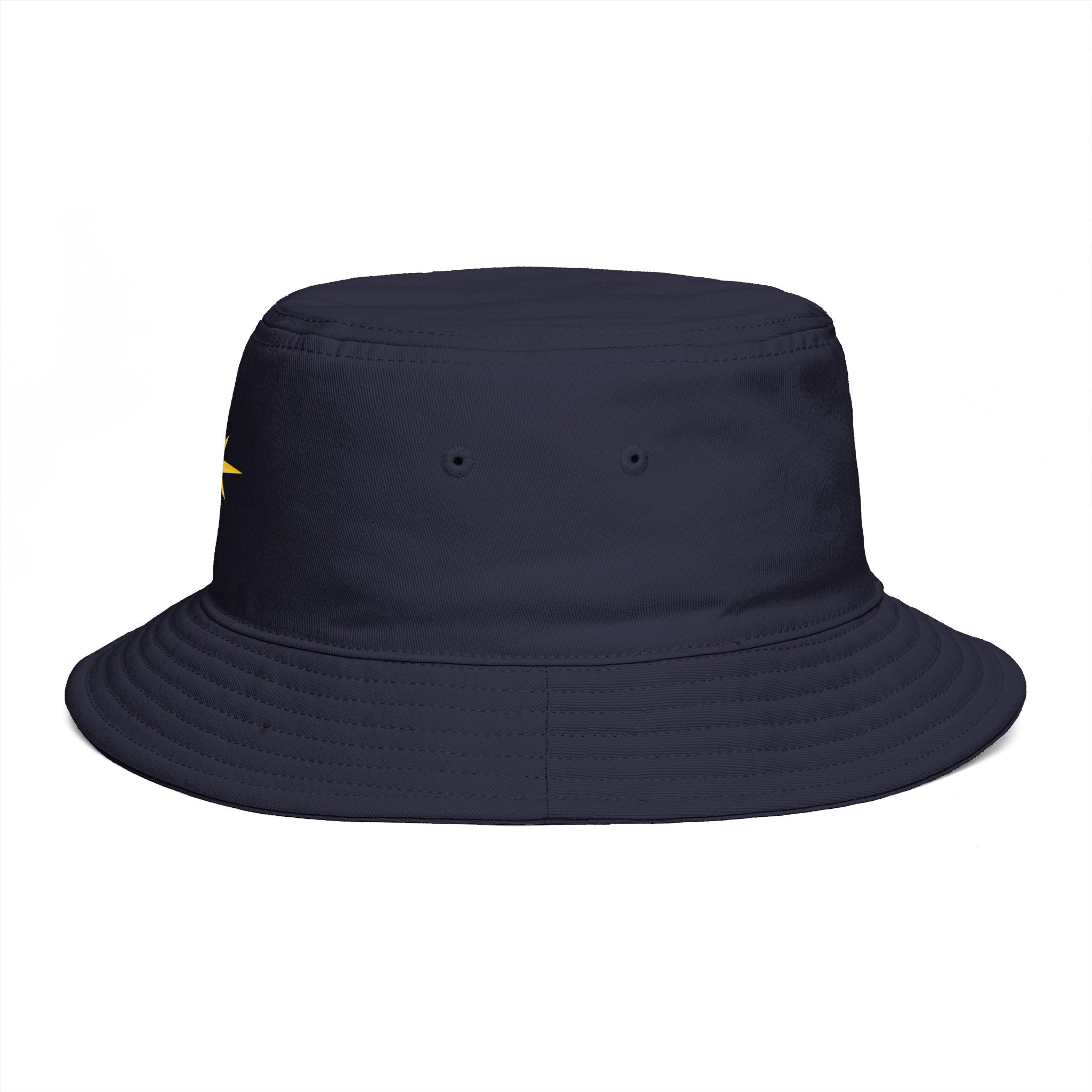 Golden Compass Star Bucket Hat — Brown Embroidered Travel Sun Hat