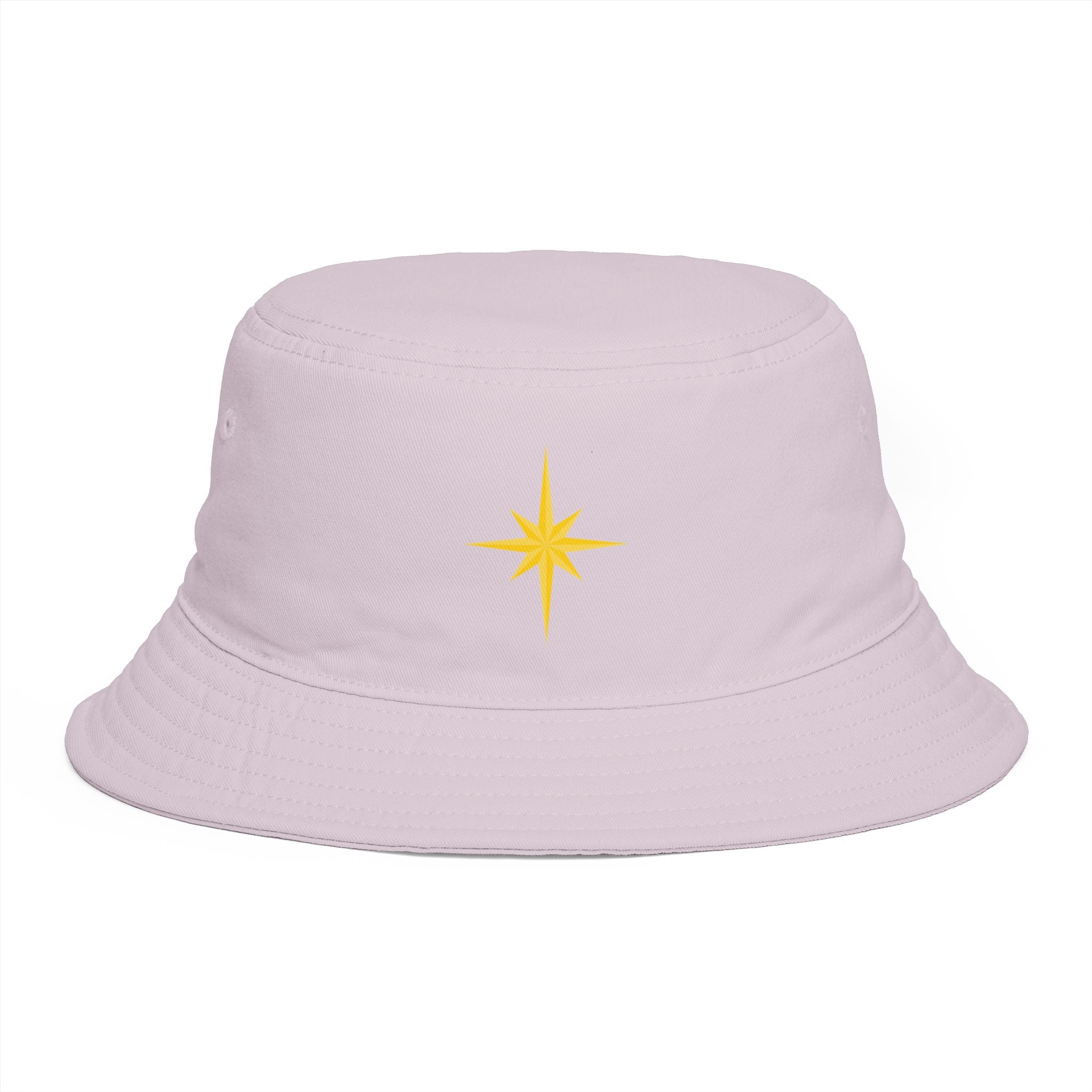 Golden Compass Star Bucket Hat — Brown Embroidered Travel Sun Hat