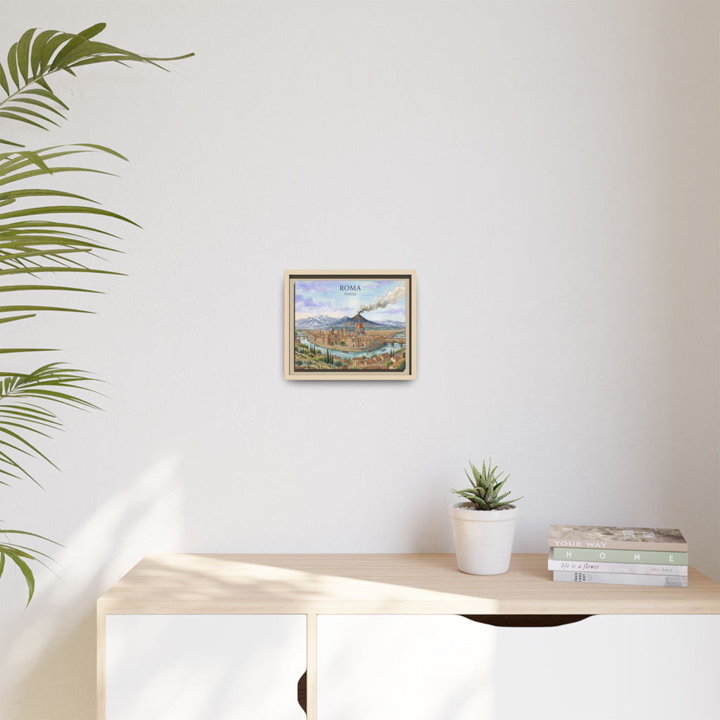 Roma Italia Framed Matte Canvas Wall Art — Vintage Italian Cityscape Print