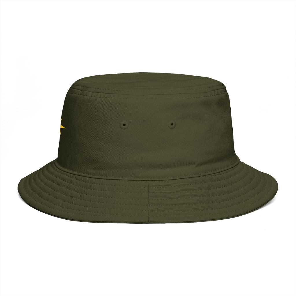 Golden Compass Star Bucket Hat — Brown Embroidered Travel Sun Hat