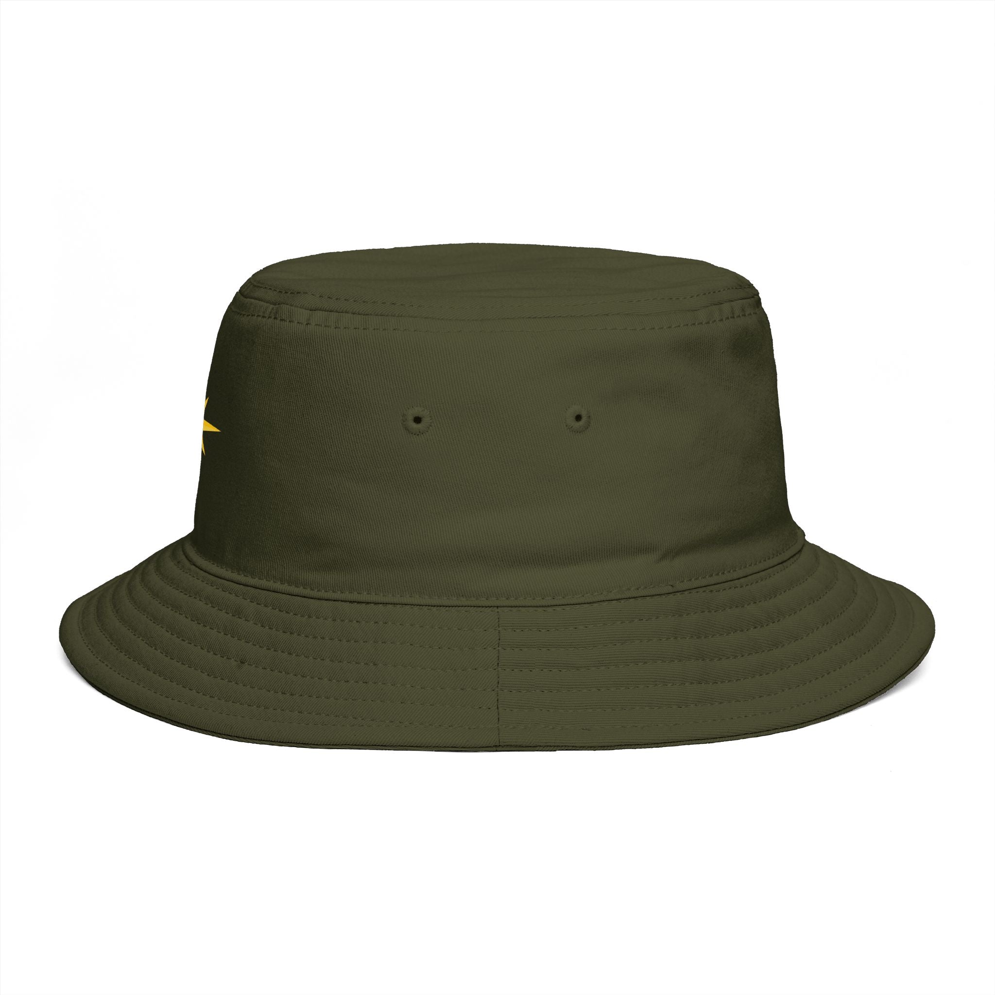 Golden Compass Star Bucket Hat — Brown Embroidered Travel Sun Hat