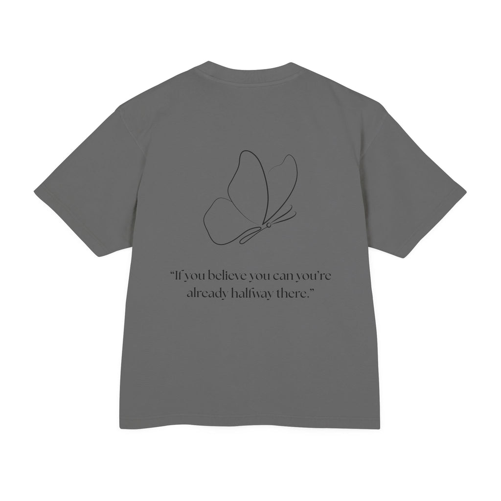Butterfly Line Art Tee — “If you believe you can you’re already halfway there.” Inspirational Graphic T‑Shirt