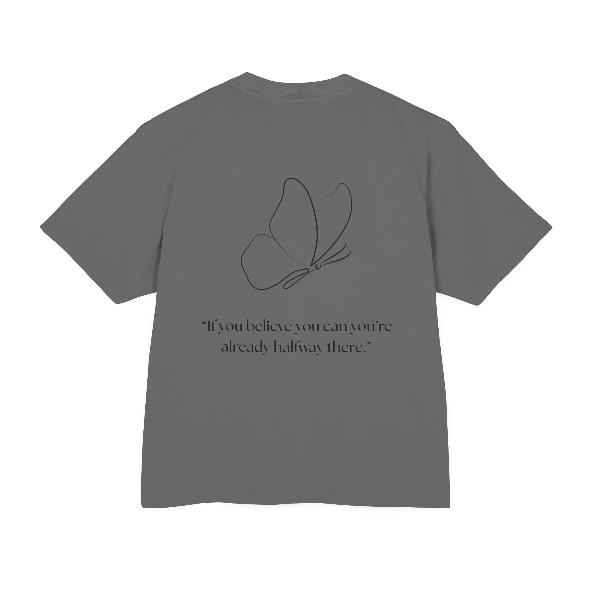 Butterfly Line Art Tee — “If you believe you can you’re already halfway there.” Inspirational Graphic T‑Shirt