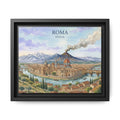 Roma Italia Framed Matte Canvas Wall Art — Vintage Italian Cityscape Print