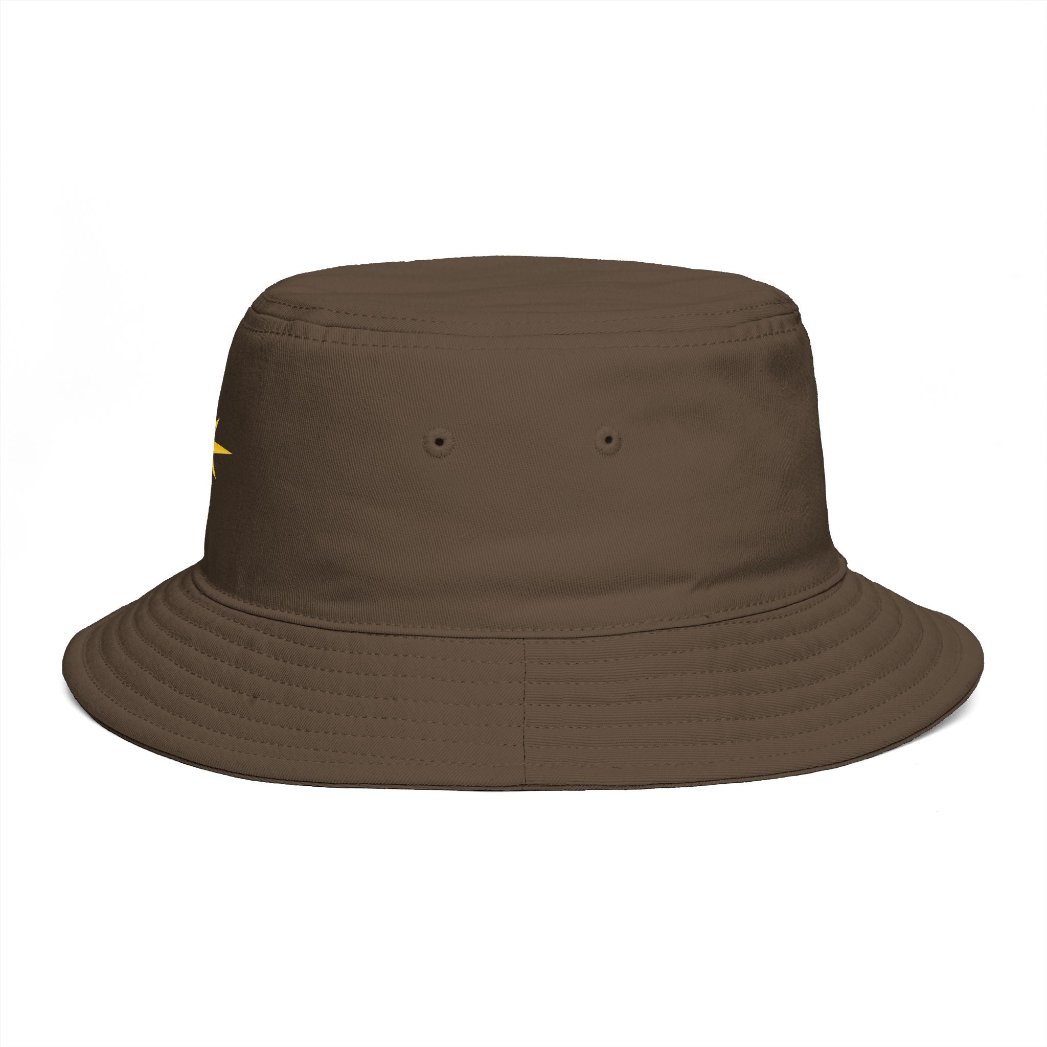 Golden Compass Star Bucket Hat — Brown Embroidered Travel Sun Hat
