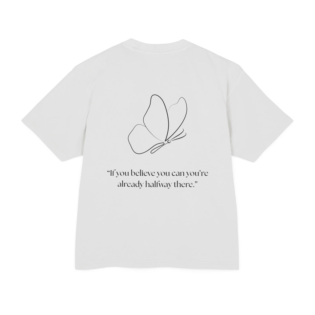 Butterfly Line Art Tee — “If you believe you can you’re already halfway there.” Inspirational Graphic T‑Shirt