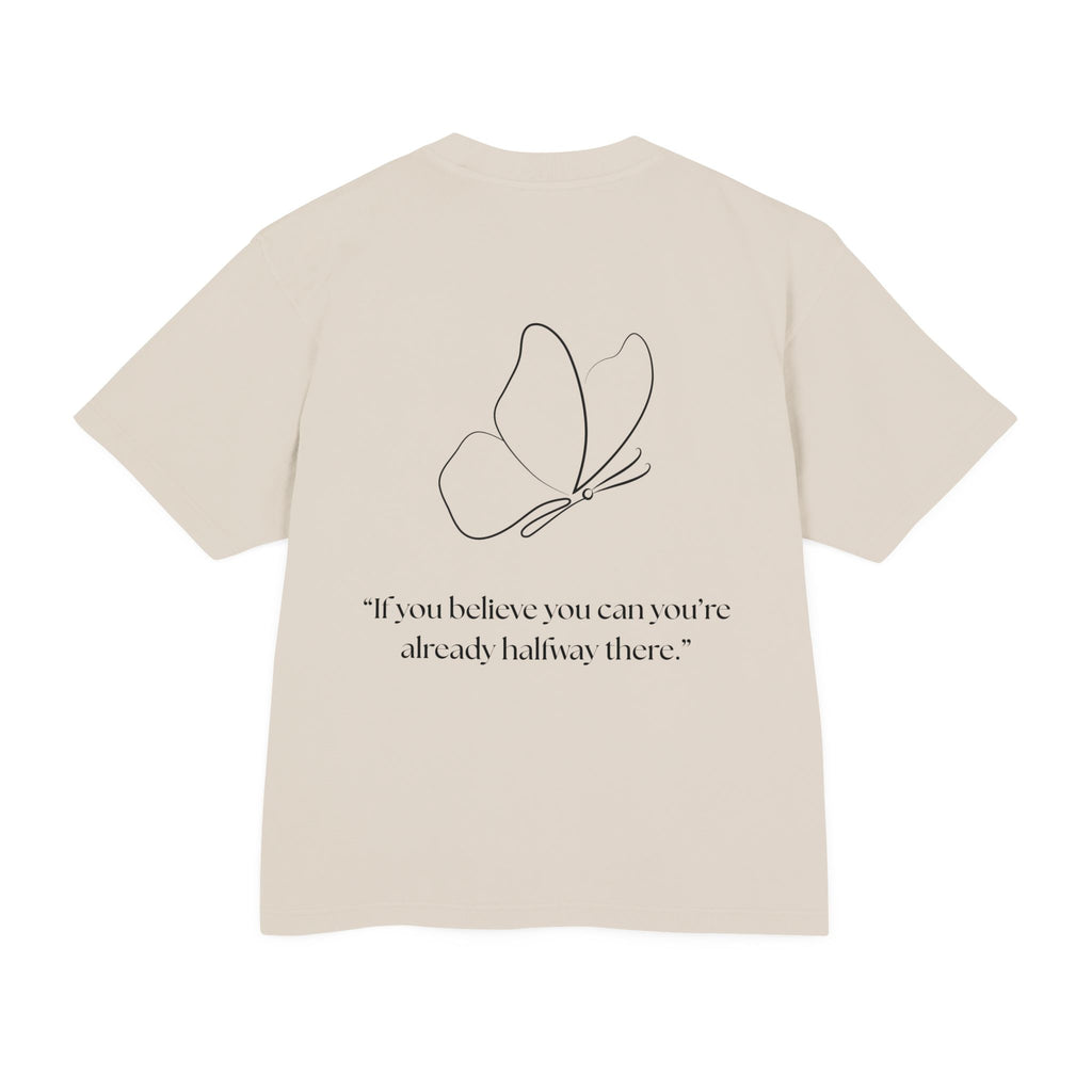 Butterfly Line Art Tee — “If you believe you can you’re already halfway there.” Inspirational Graphic T‑Shirt